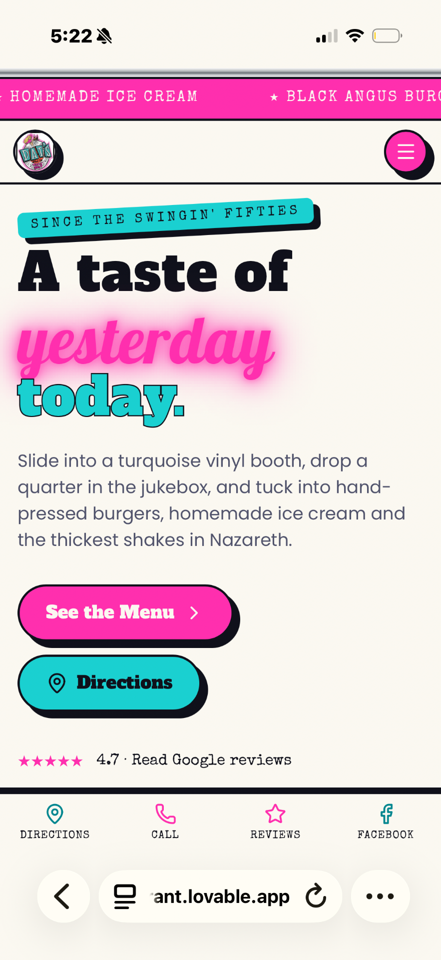 DAT's Eats, Treats & Sweets website preview
